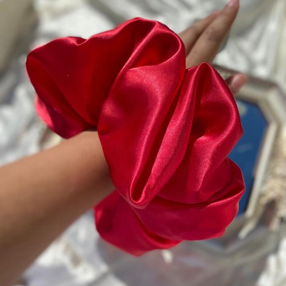 Giant red satin scrunchie | womens hair accessories | gifts for her - Picture 5 of 6